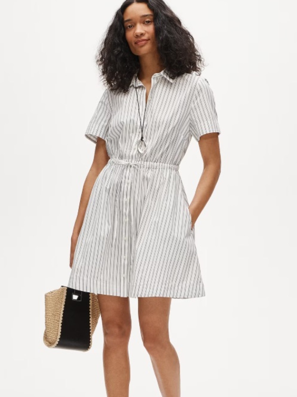 J crew Cerise mini shirt-dress in striped cotton poplin
